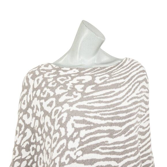BAREFOOT DREAMS Cozychic Ultra Lite Poncho gray Leopard print One Size - Picture 6 of 9